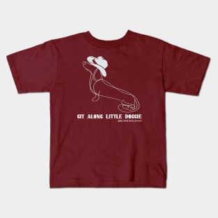 Git A Long Little Doggie (WHITE) Single Line Art Design Kids T-Shirt